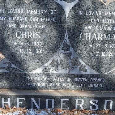 HENDERSON Chris 1933-1981 &amp; Charmaine 1930-2012