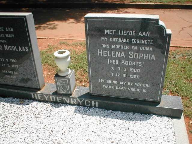 HEYDENRYCH Helena Sophia nee KOORTS 1900-1988