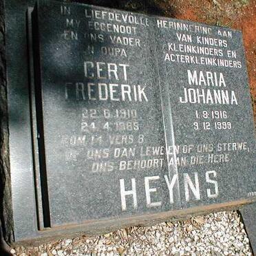 HEYNS Gert Frederik 1910-1985 &amp; Maria Johanna 1916-1999