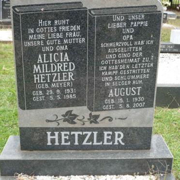 HETZLER August 1930-2007 &amp; Alicia Mildred MEYER 1931-1985