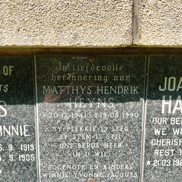 HEYNS Matthys Hendrik 1941-1990