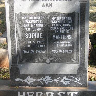 HERBST Martiens 1927-2010 &amp; Sophie 1929-1987
