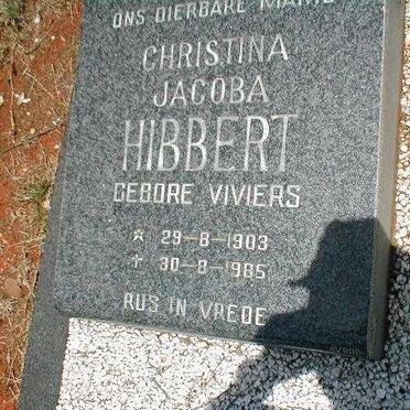 HIBBERT Christina Jacoba nee VIVIERS 1903-1985