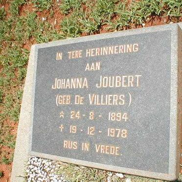 JOUBERT Johanna nee DE VILLIERS 1894-1978