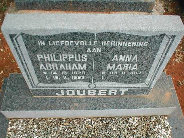 JOUBERT Philippus Abraham 1920-1993 &amp; Anna Maria 1917-