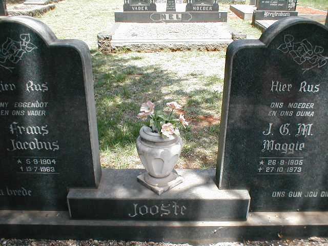 JOOSTE Frans Jacobus 1904-1963 &amp; J.G.M. 1905-1973