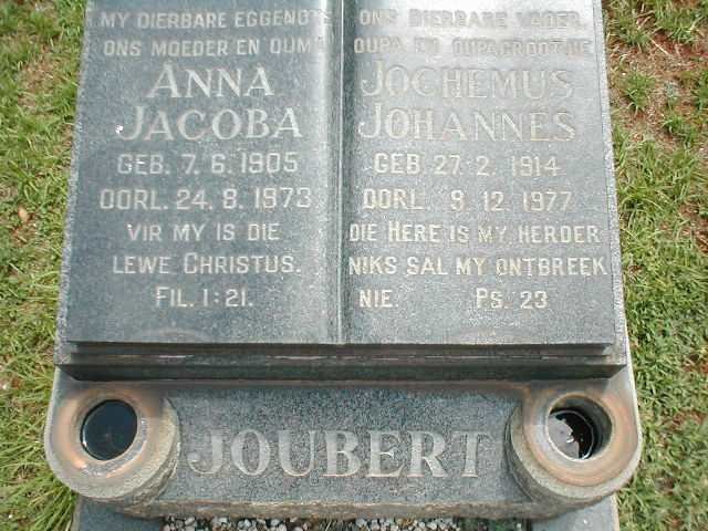 JOUBERT Jochemus Johannes 1914-1977 &amp; Anna Jacoba 1905-1973