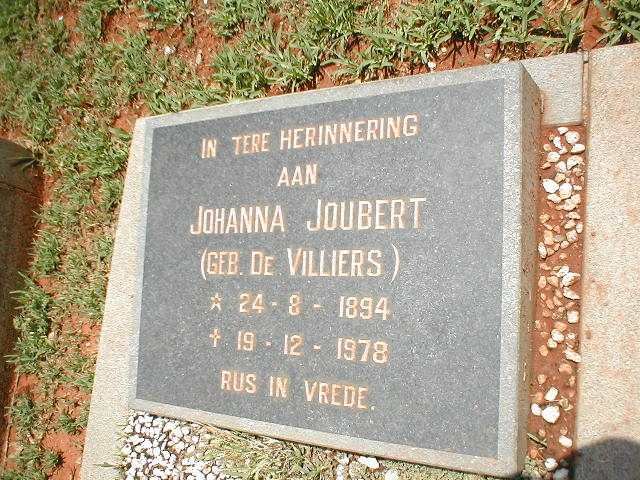 JOUBERT Johanna nee DE VILLIERS 1894-1978