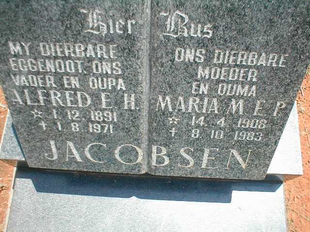 JACOBSEN Alfred E.H. 1891-1971 &amp; Maria M.E.P. 1908-1983