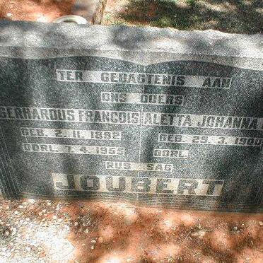 JOUBERT Gerhardus Francois 1892-1955 &amp; Aletta Johanna C.C. 1900-