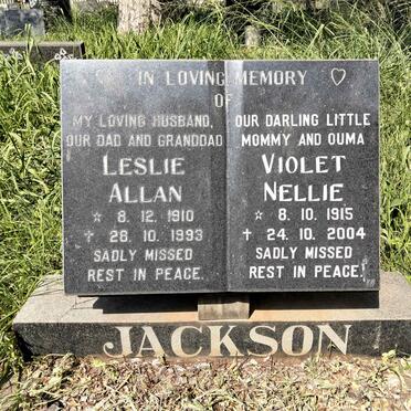 JACKSON Leslie Allan 1910-1993 & Violet Nellie 1915-2004