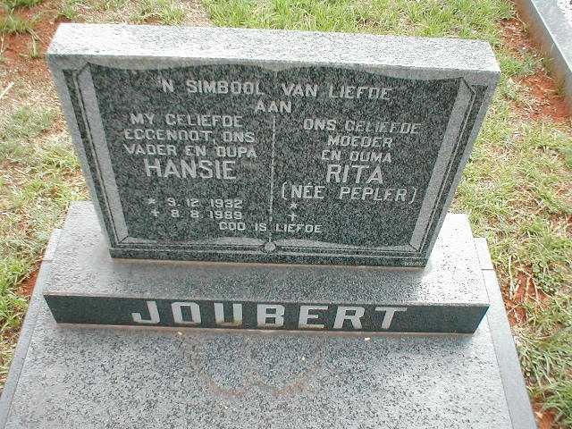 JOUBERT Hansie 1932-1989 &amp; Rita PEPLER ?-?