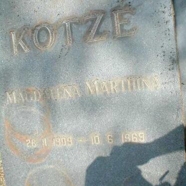 KOTZE Magdalena Marthina 1909-1969