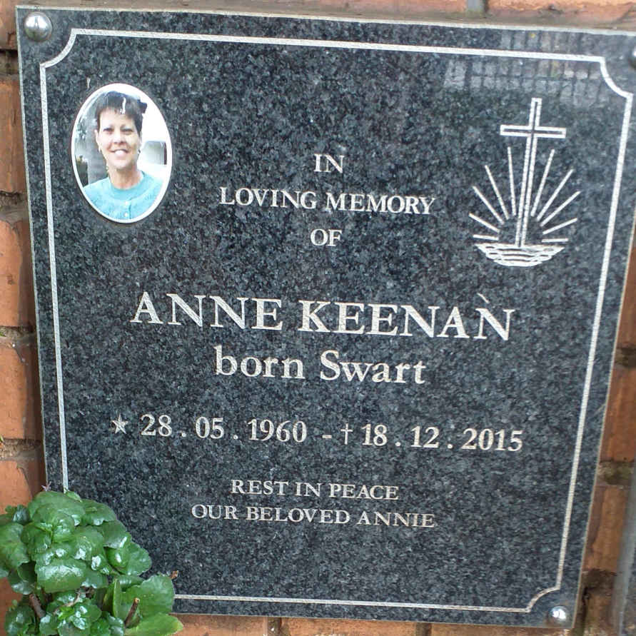 KEENAN Anne nee SWART 1960-2015