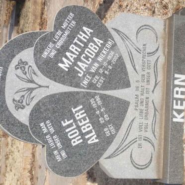 KERN Rolf Albert 1935-1992 &amp; Martha Jacoba VAN NIEKERK 1936-2002