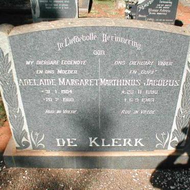 KLERK Marthinus Jacobus 1898-1963 &amp; Adelaide Margaret 1904-1980