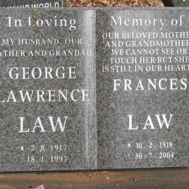 LAW George Lawrence 1917-1995 &amp; Frances 1918-2004