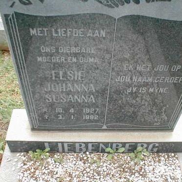 LIEBENBERG Elsie Johanna Susanna 1927-1992