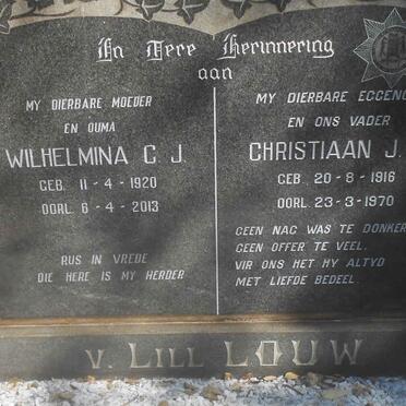 LOUW Christiaan J.J., v. LILL 1916-1970 &amp; Wilhelmina C.J. 1920-2013