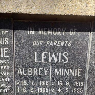 LEWIS Aubrey 1918-1985 & Minnie 1919-1985 ::THOMPSON Joyce Jane 1915-1992