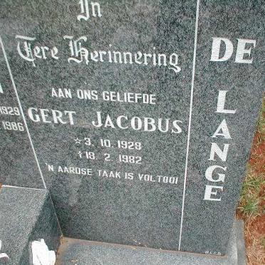 LANGE Gert Jacobus, de 1928-1982 &amp; Joan 1929-1986
