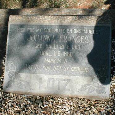 LOTZ Johanna Frances nee HALL 1919-1960