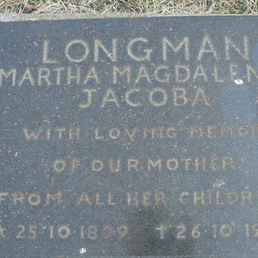 LONGMAN Martha Magdalena Jacoba 1899-1981