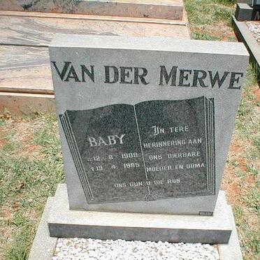MERWE Baby, van der 1908-1985