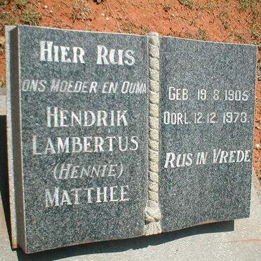 MATTHEE Hendrik Lambertus 1905-1973