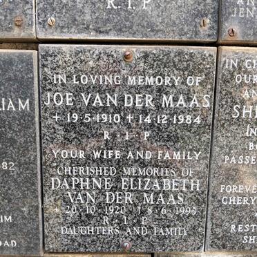 MAAS Joe, van der 1910-1984 & Daphne Elizabeth 1920-1995
