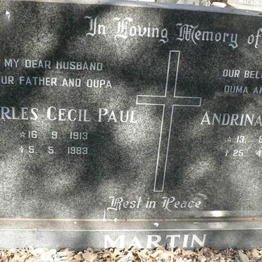 MARTIN Charles Cecil Paul 1913-1983 &amp; Andrina Roselyn 1912-2002