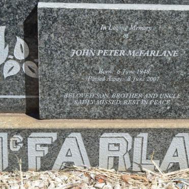 MCFARLANE Ian 1924-1990 &amp; Renee Wilson nee DE VILLIERS 1927-2012 :: MCFARLANE John Peter 1948-2007