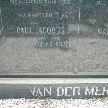 MERWE Paul Jacobus, van der 1923-1978