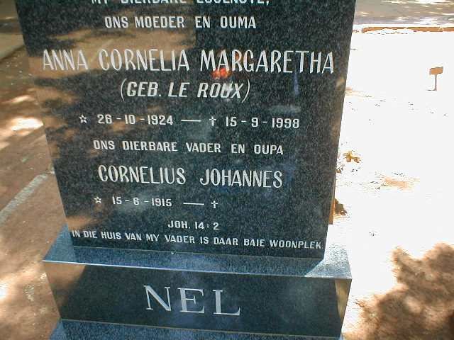 NEL Anna Cornelia Margaretha nee LE ROUX 1924-1998