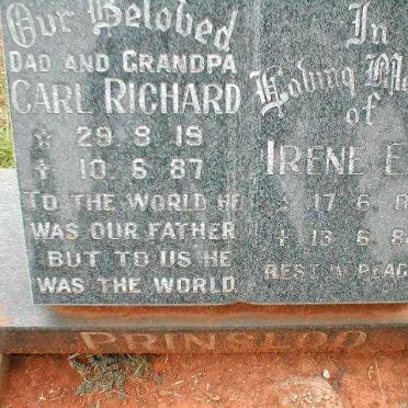 PRINSLOO Carl Richard 1919-1987 &amp; Irene Eva 1909-1984