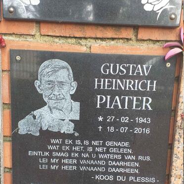 PIATER Gustav Heinrich 1943-2016