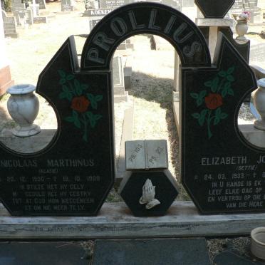 PROLLIUS Nicolaas Marthinus 1930-1989 &amp; Elizabeth Johanna 1933-2010