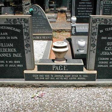 PAGE William Frederick Johannes 1889-1960 &amp; Susanna Catharina Johanna VAN DEVENTER 1900-1960