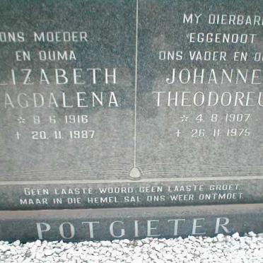 POTGIETER Johannes Theodoreus 1907-1975 &amp; Elizabeth Magdalena 1916-1987