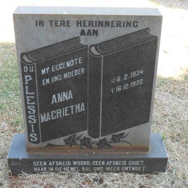 PLESSIS Anna Magrietha, du 1934-1972