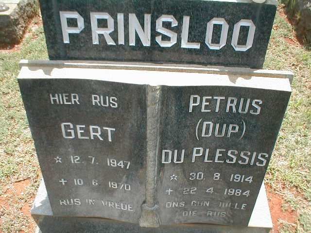 PRINSLOO Gert 1947-1970 :: DU PLESSIS Petrus 1914-1984