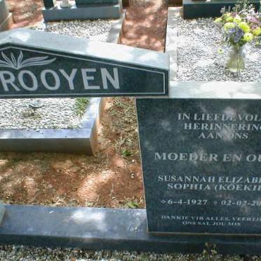 ROOYEN Susanna Elizabeth Sophia, van 1927-2000