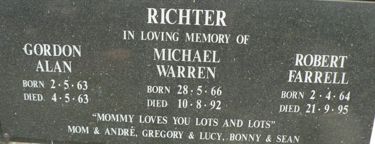 RICHTER Gordon Alan 1963-1963 :: RICHTER Robert Farrell 1964-1995 :: RICHTER Michael Warren 1966-1992