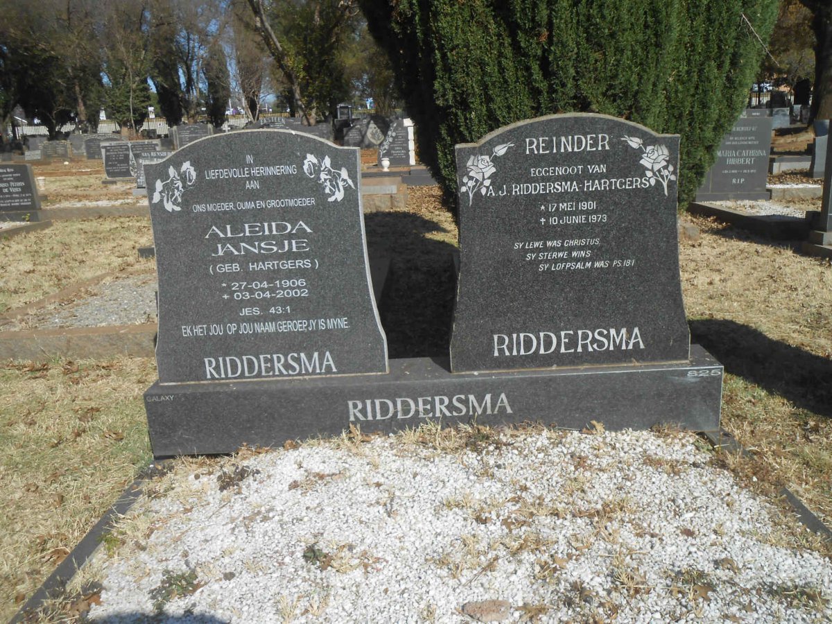 RIDDERSMA Reinder 1901-1973 &amp; Aleida Jansje HARTGERS 1906-2002