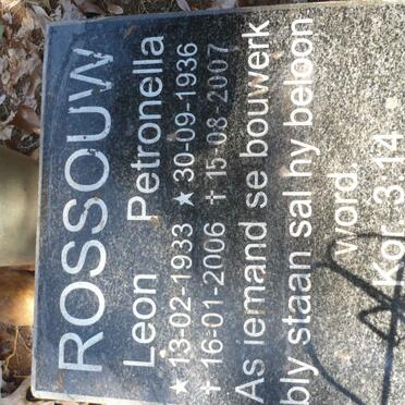 ROSSOUW Leon 1933-2006 &amp; Petronella 1936-2007