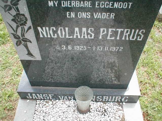 RENSBURG Nicolaas Petrus, Janse van 1925-1972