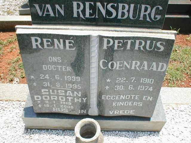 RENSBURG Petrus Coenraad, van 1910-1974 &amp; Susan Dorothy 1919-2000 :: VAN RENSBURG René 1939-1995