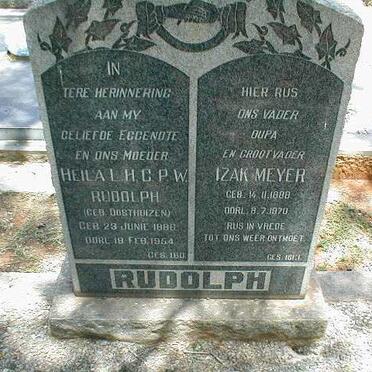 RUDOLPH Izak Meyer 1888-1970 &amp; Heila L.H.C.P.W. OOSTHUIZEN 1886-1954