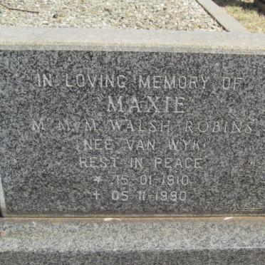 ROBINS M.M.M. Walsh nee VAN WYK 1910-1990