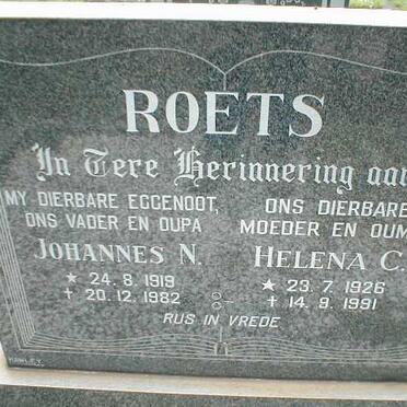 ROETS Johannes N. 1919-1982 &amp; Helena C. 1926-1991